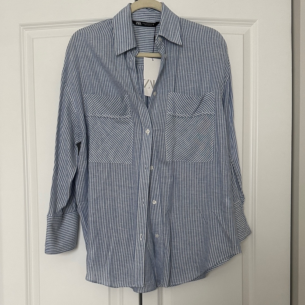 NWT Zara Striped Button Down Shirt